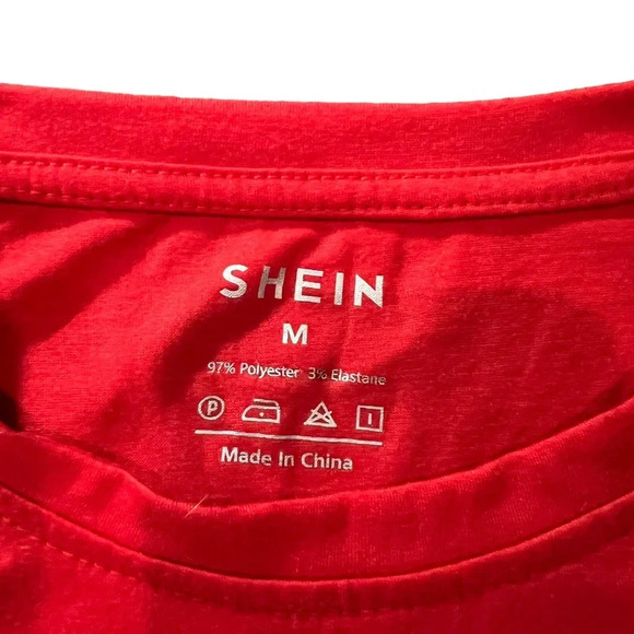 Shein Red Boston Print Short Sleeve Crewneck T-Shirt Women's Size Medium‎ - Picture 3 of 4